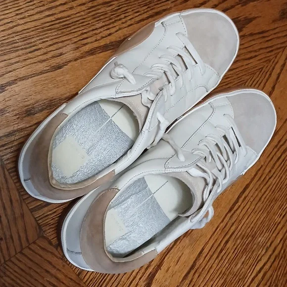 Dolce VITA WHITE LEATHER W BEIGE SUEDE Sneakers. Women's 8.5. New - Picture 12 of 12